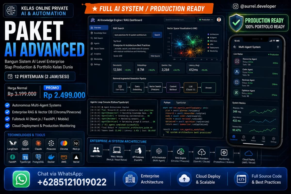 Poster preview Paket AI Advanced: Enterprise RAG Architecture, Autonomous Multi-Agents & Fullstack AI Platform UI