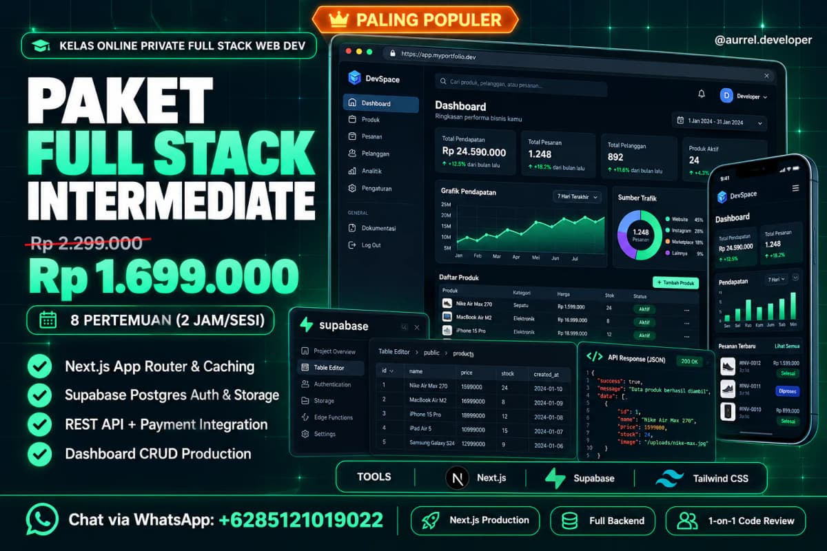 Screenshot poster aplikasi Full Stack Intermediate: Dashboard CRUD & Database UI