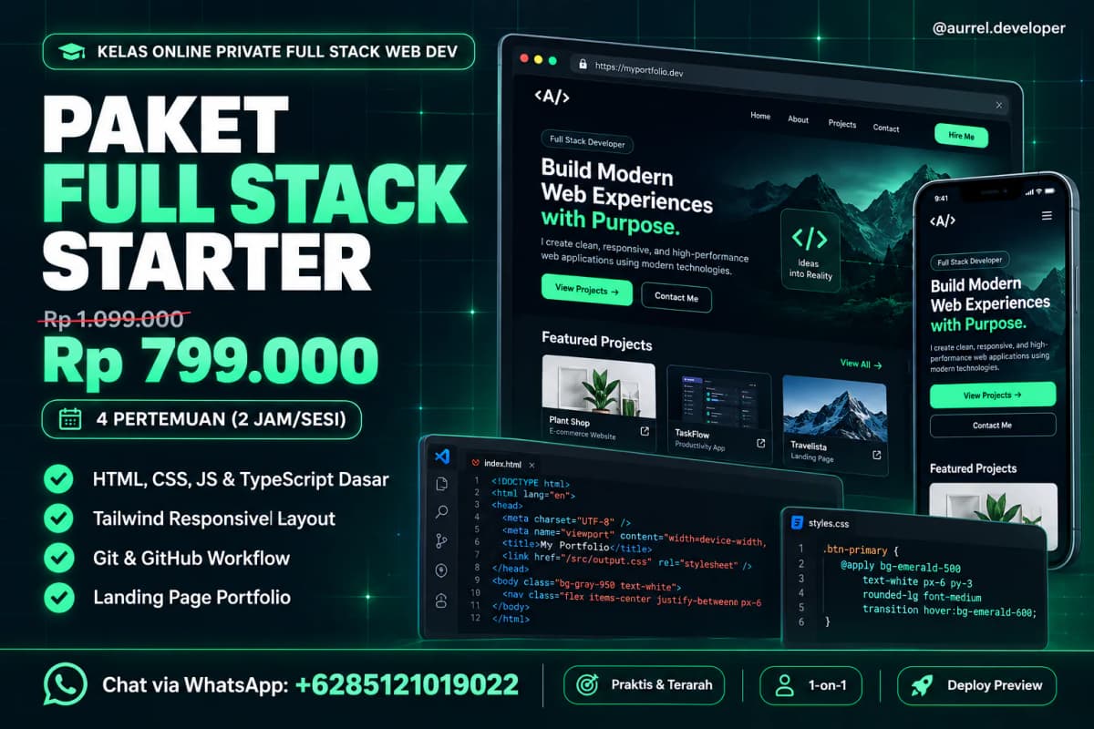 Screenshot poster aplikasi Full Stack Starter: Responsive Landing Page UI