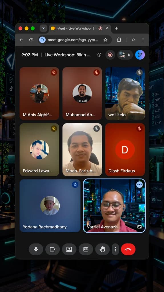 Dokumentasi Google Meet Live Workshop Kelas Game AI Batch #2