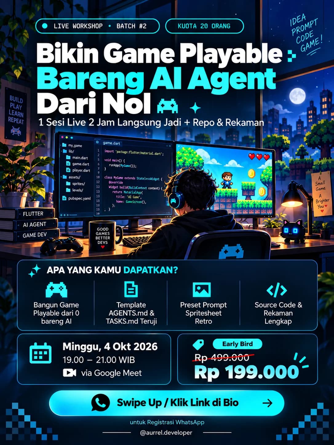 Poster preview Kelas Game AI Batch #2: Bikin Game Playable Bareng AI Agent Dari Nol